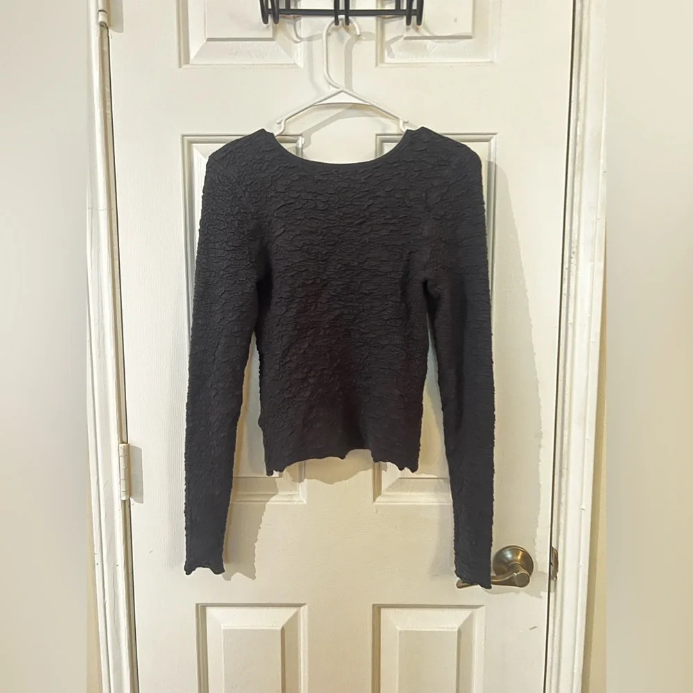 Natural Life Danielle Square Neck Textured Long Sleeve Top in Navy - Picture 5 of 6